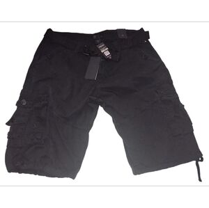 Fried Denim Men's Black Cargo Shorts with Utility Pockets Size 38 With Belt